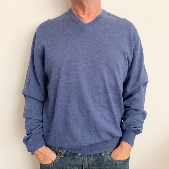 EUC Marco Fiori Merino Wool V-neck Mens Sweater Size L - Picture 1 of 12